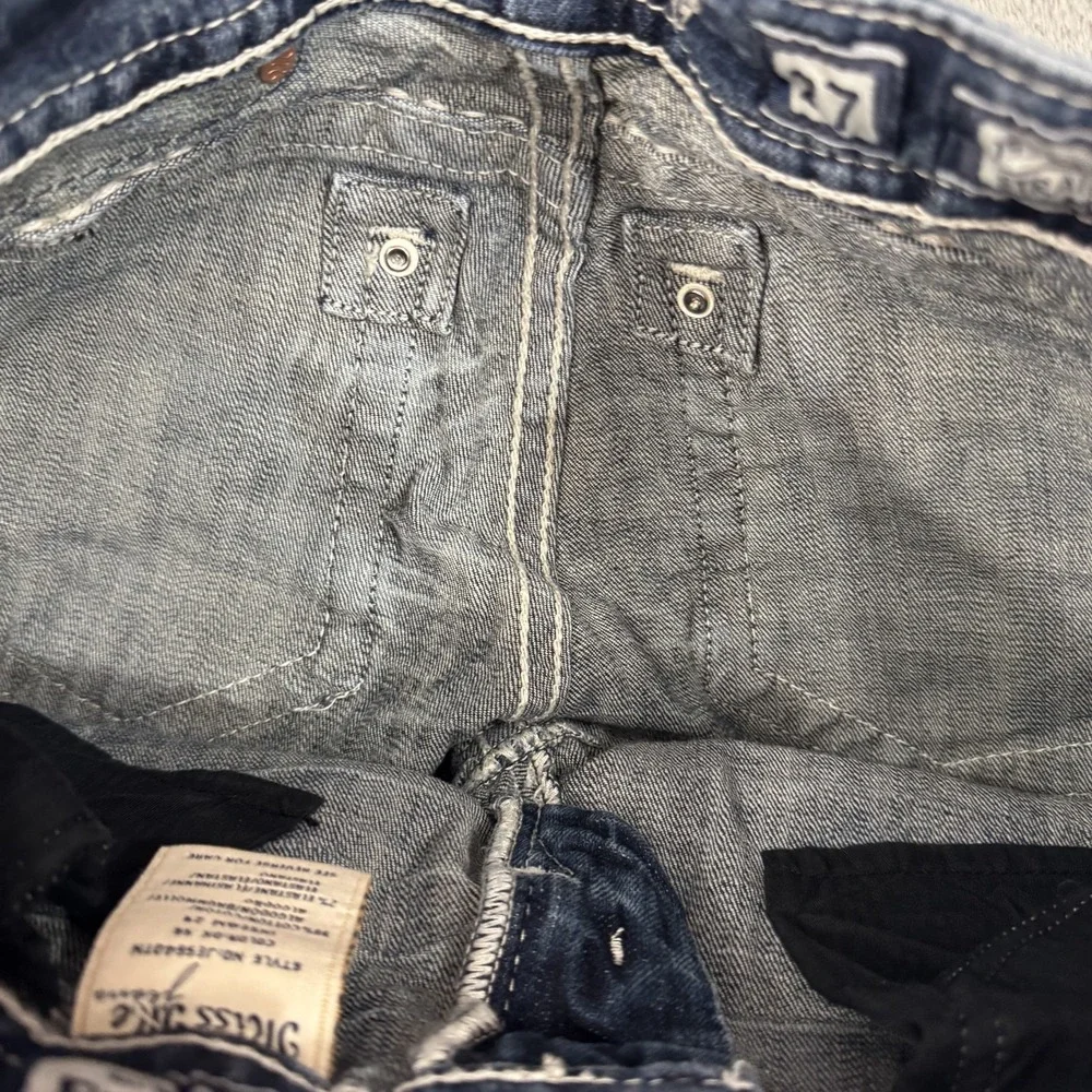 Miss Me Straight Low Rise Jeans Womens 27 Stretch Embellished Dark Wash Blue Y2K